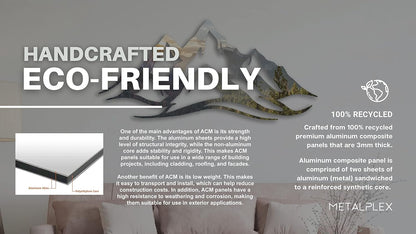 METALPLEX Mountain Range Metal Wall Art - Fade-Resistant and Rust-Free Indoor & Outdoor Aluminum Composite Wall Decor - Home Decor Wall Art For Living Room and Bedroom Decorations - Silver (47" x 22")