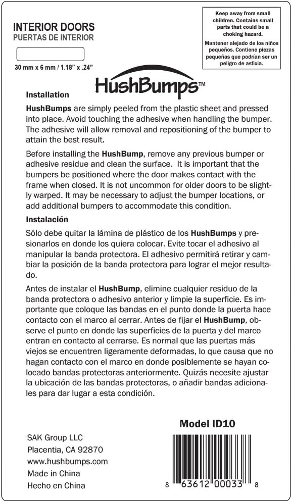 HushBumps Ultra-Quiet Bumpers for Interior Doors 3-Pack. Prevent Door Slamming and Provides Soft Close. Just Peel & Stick. No Tools Required. Silences Door Closing. 30 pcs.