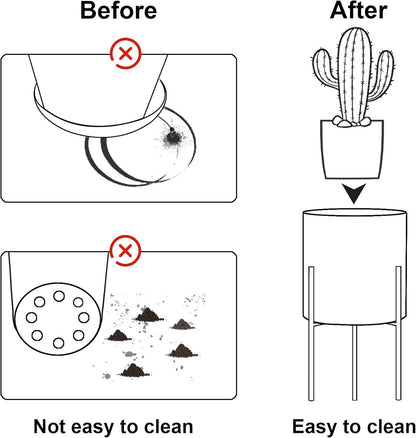 ARNIS Modern Planter Pots, Set of 2 Round Large Planters with Stand, Decorative Planters, Metal Pots with Drainage Holes for Living Room, Office, Garden or Balcony, 8.25 &10.5 Inch, Black & Gold