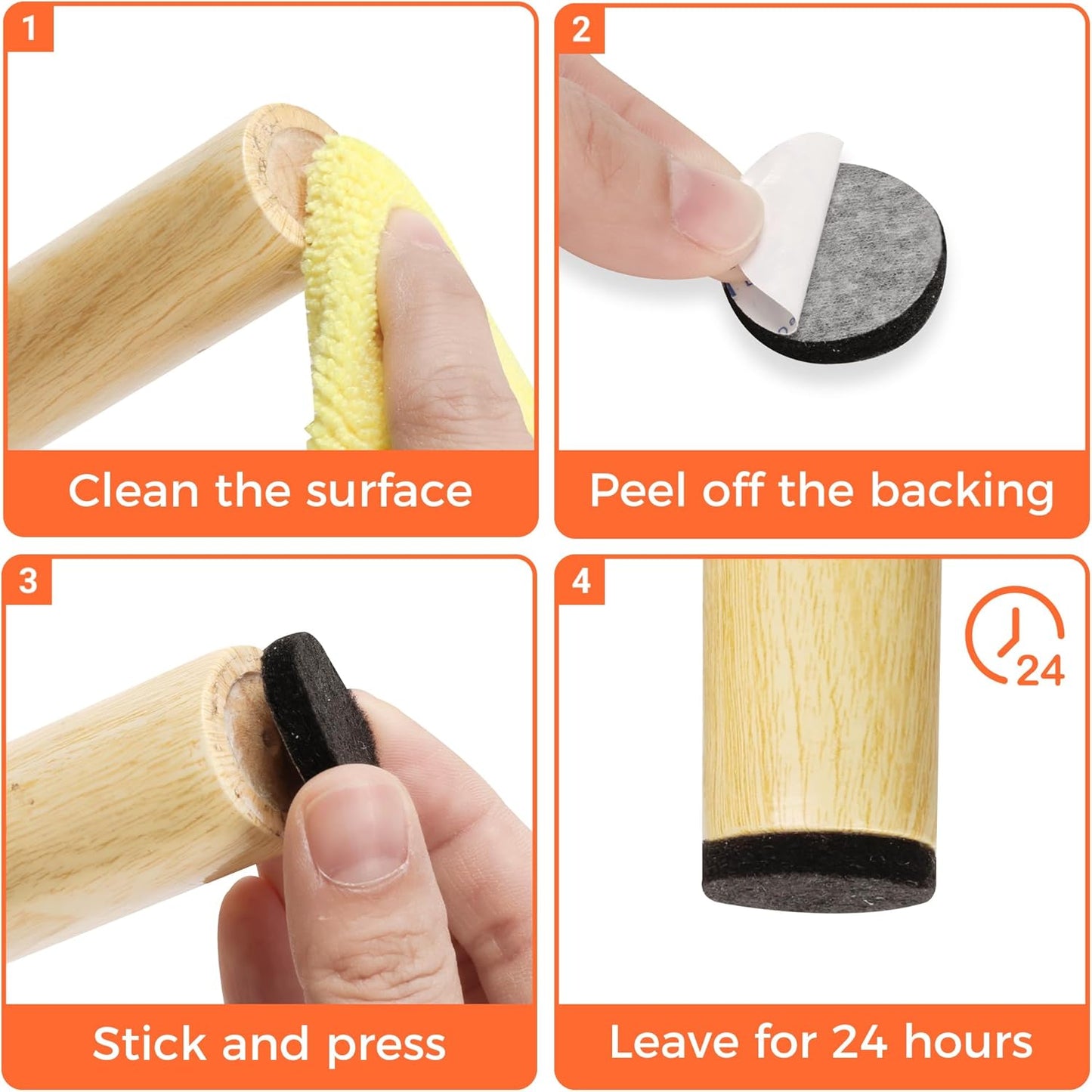 Felt Furniture Pads 120 PCS, Non Slip Self Adhesive Felt Pads Chair Leg Floor Protectors for Furniture Feet Wood Hardwood Floors, 1 inch Round, Black