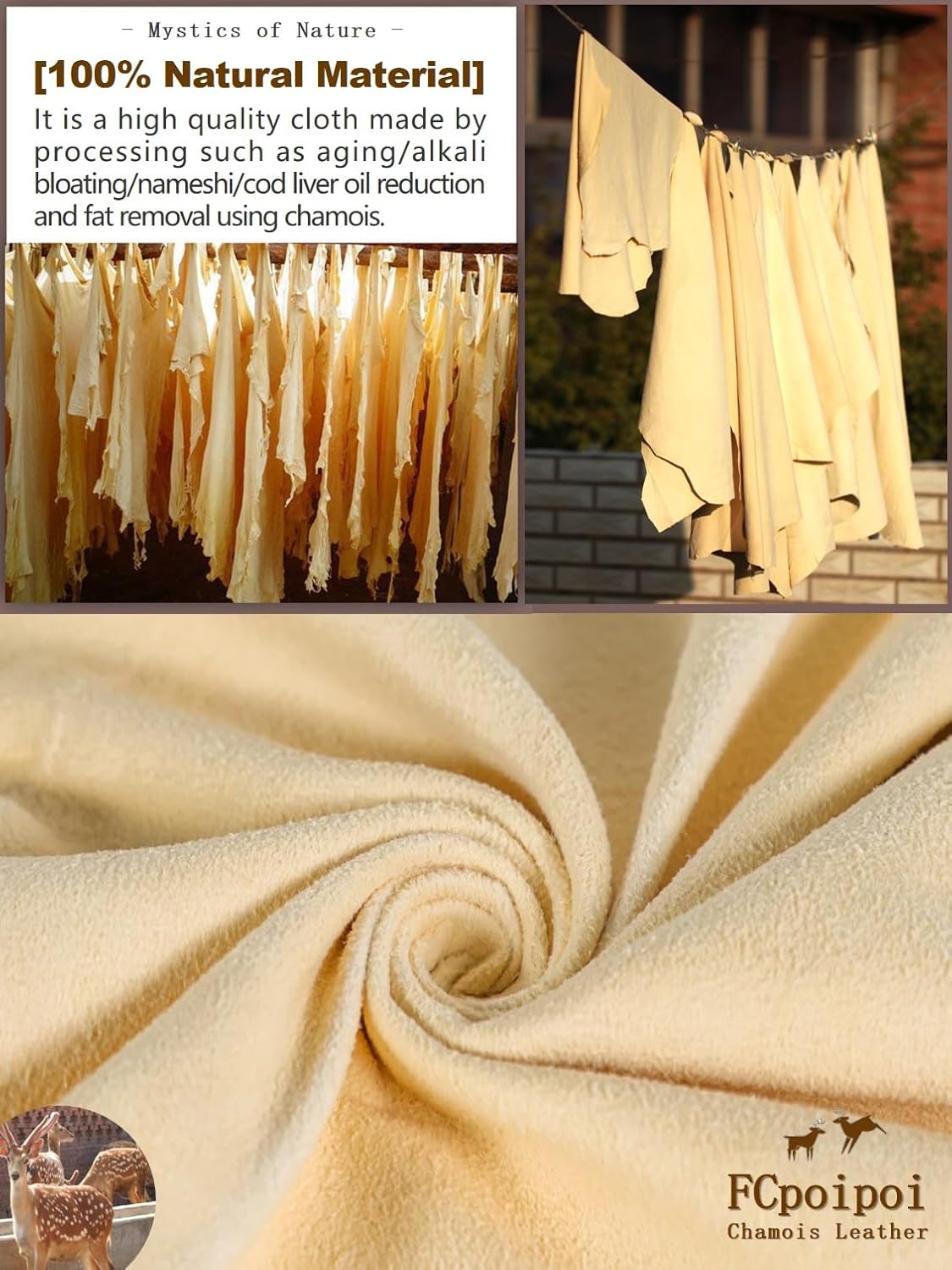 Glasses Cleaning Cloth Chamois Leather Natural Premium Cloth,Eye Glass Clean Cloths Safe and Effective Cleans Jewelry,Lens,Eyeglass,Sunglass,Car,Screen,Camera...Scratch-Free, Reusable (Small-6”x6”)