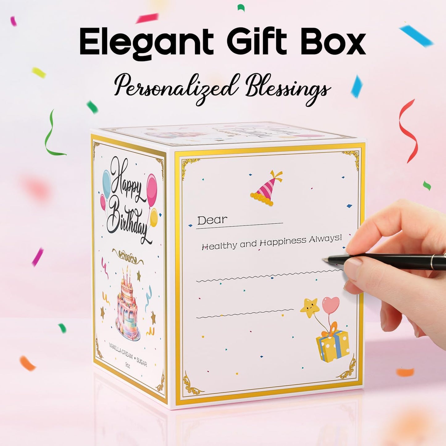 Birthday Candles - 9 oz Happy Birthday Candle with Vanilla Birthday Cake Scent, Gifts for Women & Men, Friendship Ideas