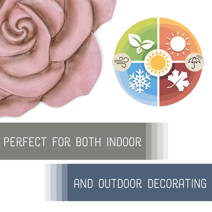 NAT & Jules Rose Flower Shaped Dimensional Indoor Outdoor 12 inch Cast Resin Decorative Garden Stepping Stone, Patio, Walkway Sculpture Yard Art, Pink