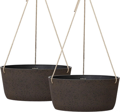 La Jolie Maison Large Hanging Planters - 12 Inch Outdoor Flower Pots, Hanging Garden Planters Set of 2, Iron Color