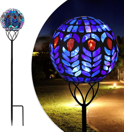 Afirst Solar Outdoor Garden Lights Decorative - Mosaic Solar Stakes Gazing Ball Waterproof Outdoor Lights Stakes for Pathway Yard Lawn Decoration(Multi)