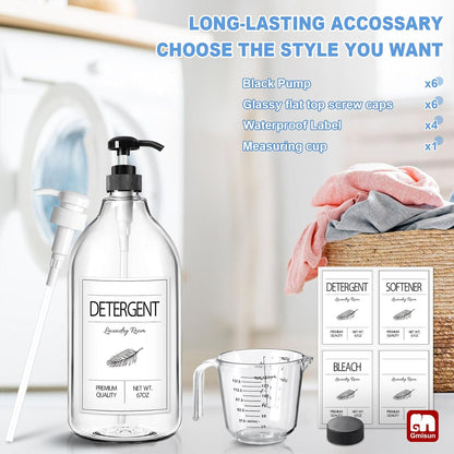 GMISUN Laundry Detergent Soap Dispenser, Liquid Laundry Detergent Dispenser, Container for Farmhouse Laundry Room Decor, Organizer for Liquid DetergentSoftenerBleach Storage Bottle(67 Oz Set of 3)