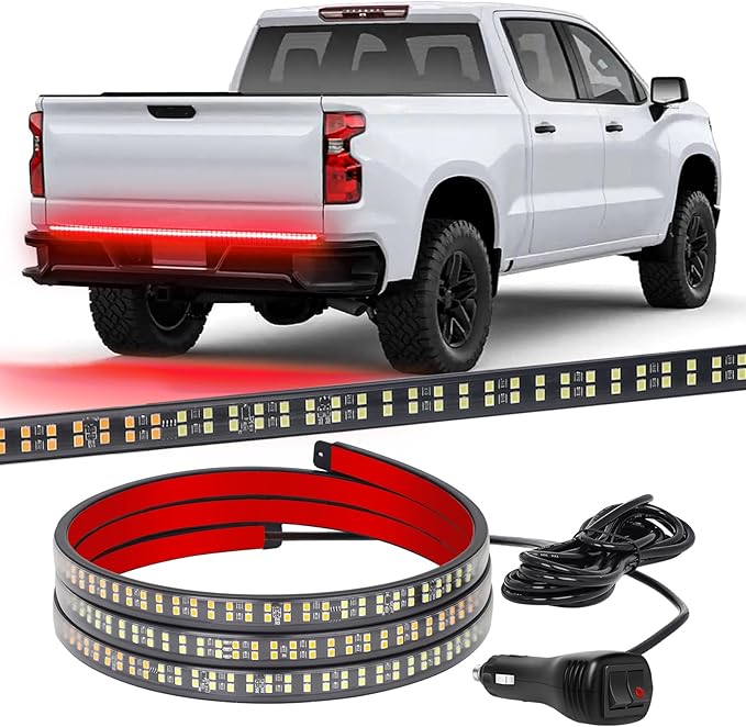 XRIDONSEN 48 inch Truck Red Tailgate Emergency Lights Strip 288 LED Tail/Rear Window Strobe Lights Police Firefighter Lights Flashing Warning Hazard Safety Caution Light for Vehicles Trucks Pickup POV