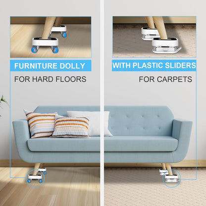 New Upgraded Furniture Sliders for Hard Floors & Carpets, 2-in-1 Furniture Movers with Wheels, Furniture Dolly for Moving Heavy Duty Sofa, Bed, Appliance, Load Capacity Up to 750lb