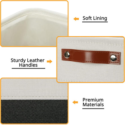 DULLEMELO Set Of 4 Cube Storage Bins, Fabric Storage Basket for Shelves Closet Nursery Toy Storage, 12 Inch Collapsible Fabric Bins for Toy Book Magazine Towel Organizers(4 Pack - 12" White&Black)