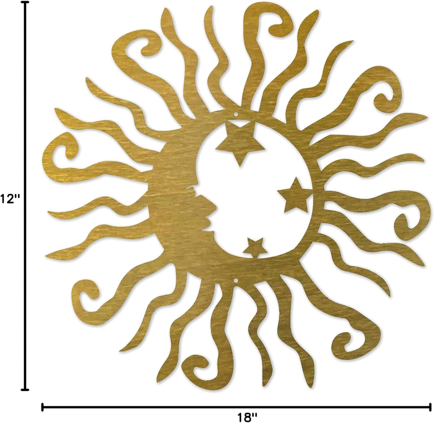 Riverside Designs Wacky Solar Moon Metal Wall Art Steel Outdoor Decor | Heavy-Duty and Waterproof | Made in USA (Gold, 18L x 18W)