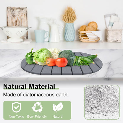 Stone Dish Drying Mat for Kitchen Counter,24"(L)×16"(W) Collapsible Fast-Drying Diatomaceous Earth Mats with Towel Sanding Tool,Versatile Stone Drying Mats for Cups Dishes Bottles