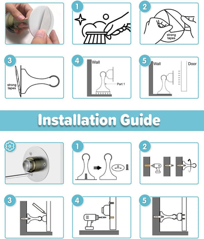 Door Stoppers Magnetic Door Catch - 2 Pack Stainless Steel Heavy Duty Door Stops for Bottom of Door, Wall & Floor Mounting No-Drill Strong Adhesive & Screws, Door Holder to Keep Door Open,Bronze