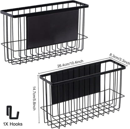 dedoot Magnetic Holder Locker Strong Black Mesh Holder Magnetic Basket Organizer Shelf Rack for Whiteboard,Fridge, Sponge, Recipe, Beverage ,Refrigerator ,Office File Foil,10.25x 3.6x 6 inches