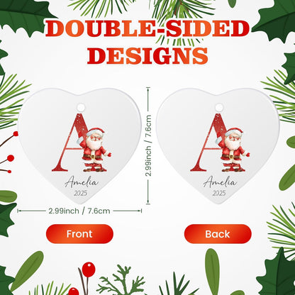 Personalized Christmas Ornaments 2025, Custom Initial Ornaments A-Z Monogram Ceramic Christmas Ornament