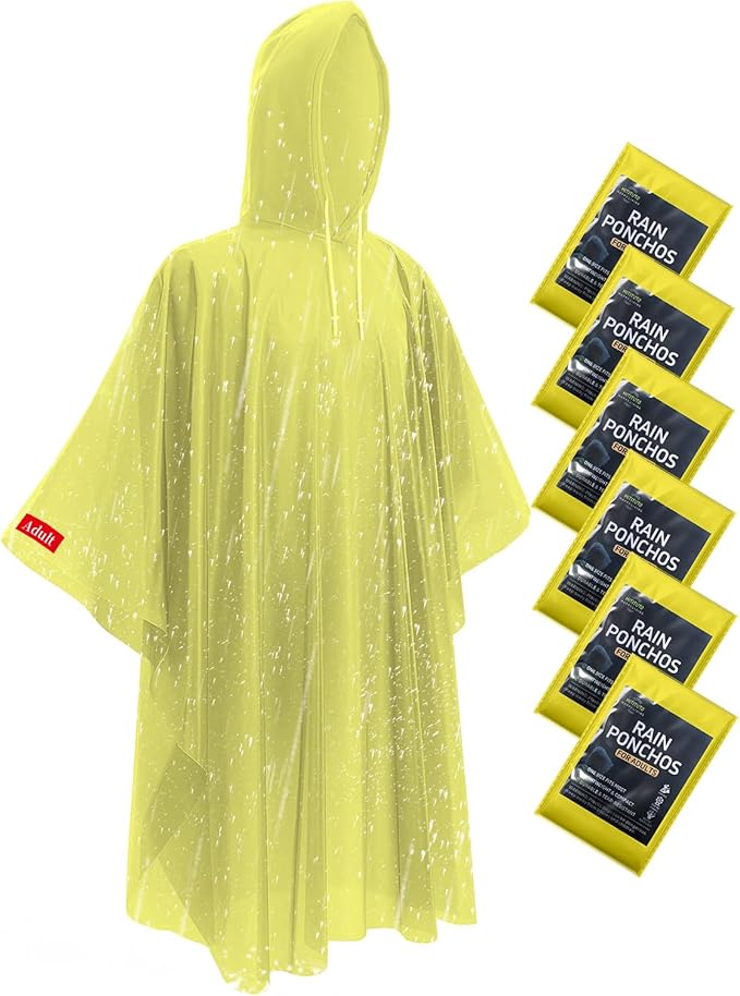 Hitituto Rain Ponchos for Adults - Extra Long Emergency Poncho with Hood, 6/12/24 Family Pack Raincoat, Home Survival Kits