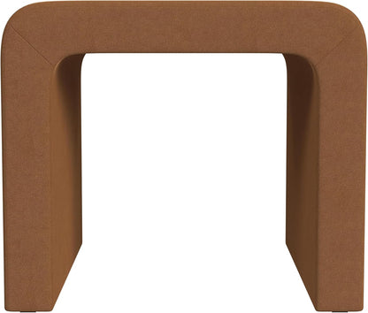 Modern Channel Rust Velvet Foot Stools Ottoman Home Décor, Soft Ottoman Foot Rest Chair for Bedroom and Living Room, Vanity Chair and Stool in Dressing Area, and Lounge