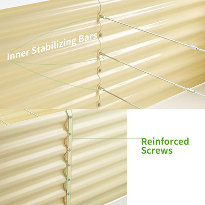 Land Guard 8×4×2ft Galvanized Raised Garden Bed, Planter Boxes Outdoor, Raised Garden Beds Outdoor for Vegetables, Flowers, Herbs, 479 Gallons, Cream Yellow…