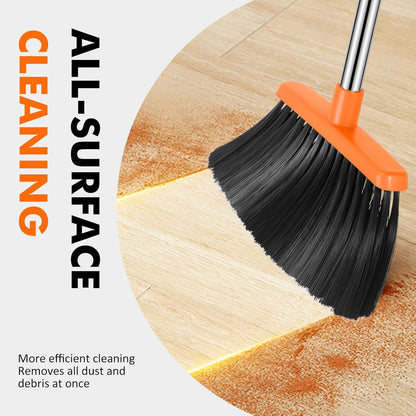 NACENA Heavy Duty Broom, 55 Inch Long Handle Outdoor Large Angle Brooms, Commercial Broom for Sweeping Indoor, for Home Garage Kitchen Office Courtyard Lobby Patio Lawn Concrete, 2 Pack (Grey&Orange)