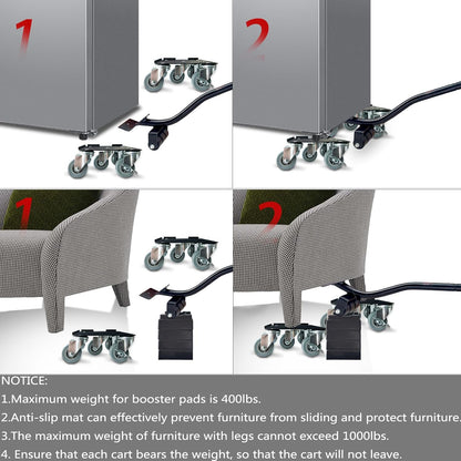 Furniture-Dolly-Furniture-Movers-with-5-Wheels, Furniture Sliders Large Size Carbon Steel Panel Lifter Tool for Moving Heavy Furniture, Furniture Dollies with 2 Brakes, Max Capacity 3335 Ibs
