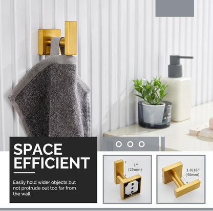 Angle Simple Towel Hook for Bathroom, SUS 304 Stainless Steel Robe Coat Hook for Wall, Hand Towel Holder, Brushed Gold