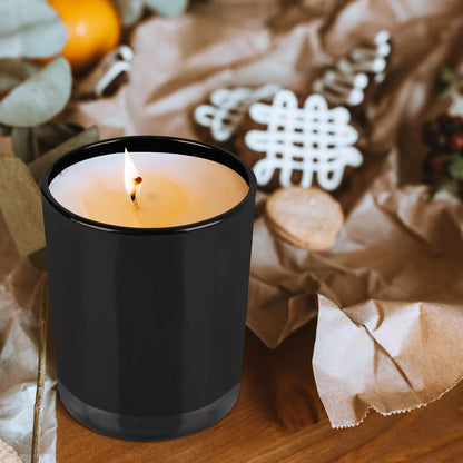 Thick Candle Jars for Making Candles 12 Pcs, 7 OZ Empty Jars with Wood Lids for Candle Making, Sample Container, Black