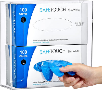 Amazing Abby Acrylic Glove Box Holder, Wall-Mounted Glove Dispenser, Floating Glove Box Organizer, Medium Size (for 2 Boxes), 10.5" W x 10.0" H x 3.5" D (Mounting Hardware Included)