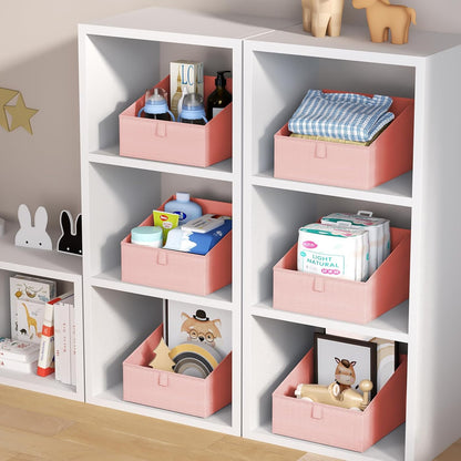 DIMJ Closet Organizers Bins Storage - Foldable Fabric Cubes Clothing Organization,6 Pack,Pink