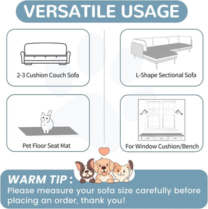 OTOB Dog Couch Covers for 3 Cushion Washable Non Slip Plush Pet Friendly Bed Mat Sofa Cover for Dogs, All Seasons Cozy Soft Fuzzy Furniture Protector Sofa Slipcovers (Gray, 27.6" x 59.1")