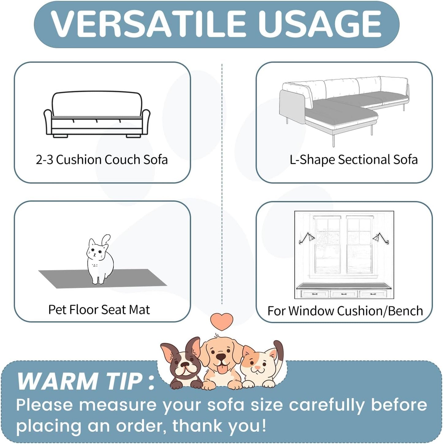 OTOB Couch Covers for 3 Cushion Sofa Pet Friendly, Plush Fuzzy Non Slip Sofa Covers Washable, Soft All Seasons Sofa Slipcovers Furniture Protector Dog Bed Mat (Gray, 27.6" x 82.7")