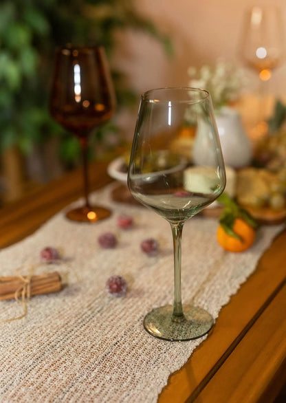 Saludi Original Light Blue Sea Wine Glasses, 16.5oz (Set of 6) Stemmed Single Color Teal Green Sea Foam Glass - Great for All Wine Types and Occasions or Gifts - Luxury, Durable, Hand-Blown