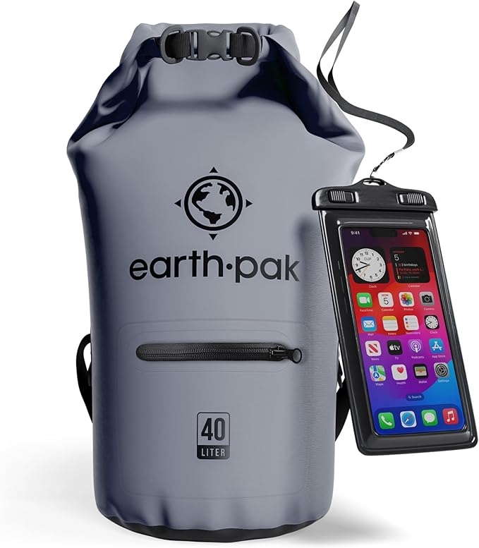 Earth Pak Waterproof Dry Bag with Zippered Pocket - Waterproof Dry Bag Backpack Keeps Gear Dry