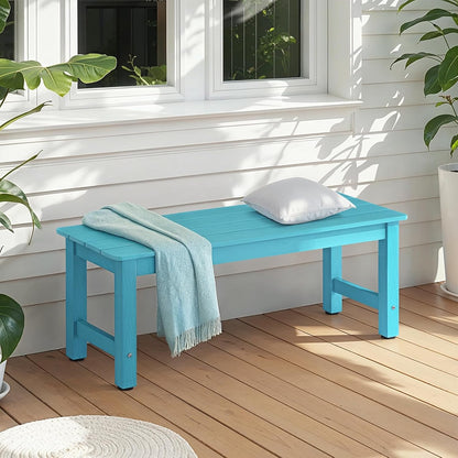 Outdoor Bench, 2-Person Poly Lumber Garden Bench, All-Weather Patio Bench Will not Rot and Fade for Garden, Porch, Backyard and Park, Easy Installation, Blue