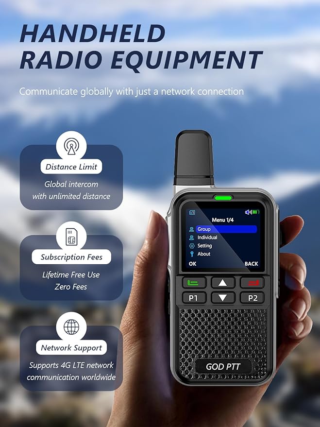 Global Rapid Walkie Talkies【Lifetime Free】, Unlimited Range 4G LTE PoC (Push-to-Talk Over Cellular) Radios, Nationwide PTT Two Way Radios, Long Distance for Family, Logistics, Company with SIM Card