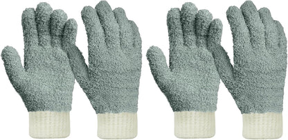 MIG4U Microfiber Dusting Gloves House Cleaning Glove for Blinds, Windows, Shutters, Furniture, and Car, Reusable Lint-Free Gray 2 Pairs S/M