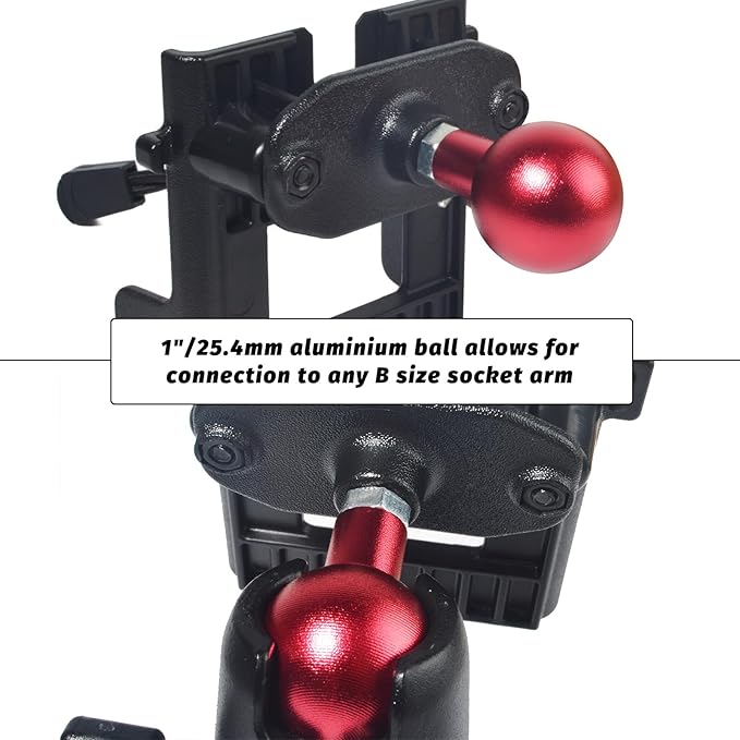 TWAYRDIO Handheld Radio Holder Walkie-talkie Belt Clip Hanger with Aluminium 1" Ball Adapter Compatible with RAM Mounts 1 Inch Ball Mount and Socket Arm, for HT Ham Radios Scanners Mics