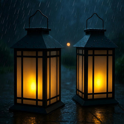 13-Inch IP65 Waterproof Battery-Powered Outdoor Lantern with Led Flameless Candle and 6-Hour Timer - Decorative Lantern for Patio & Garden(2 Pack)