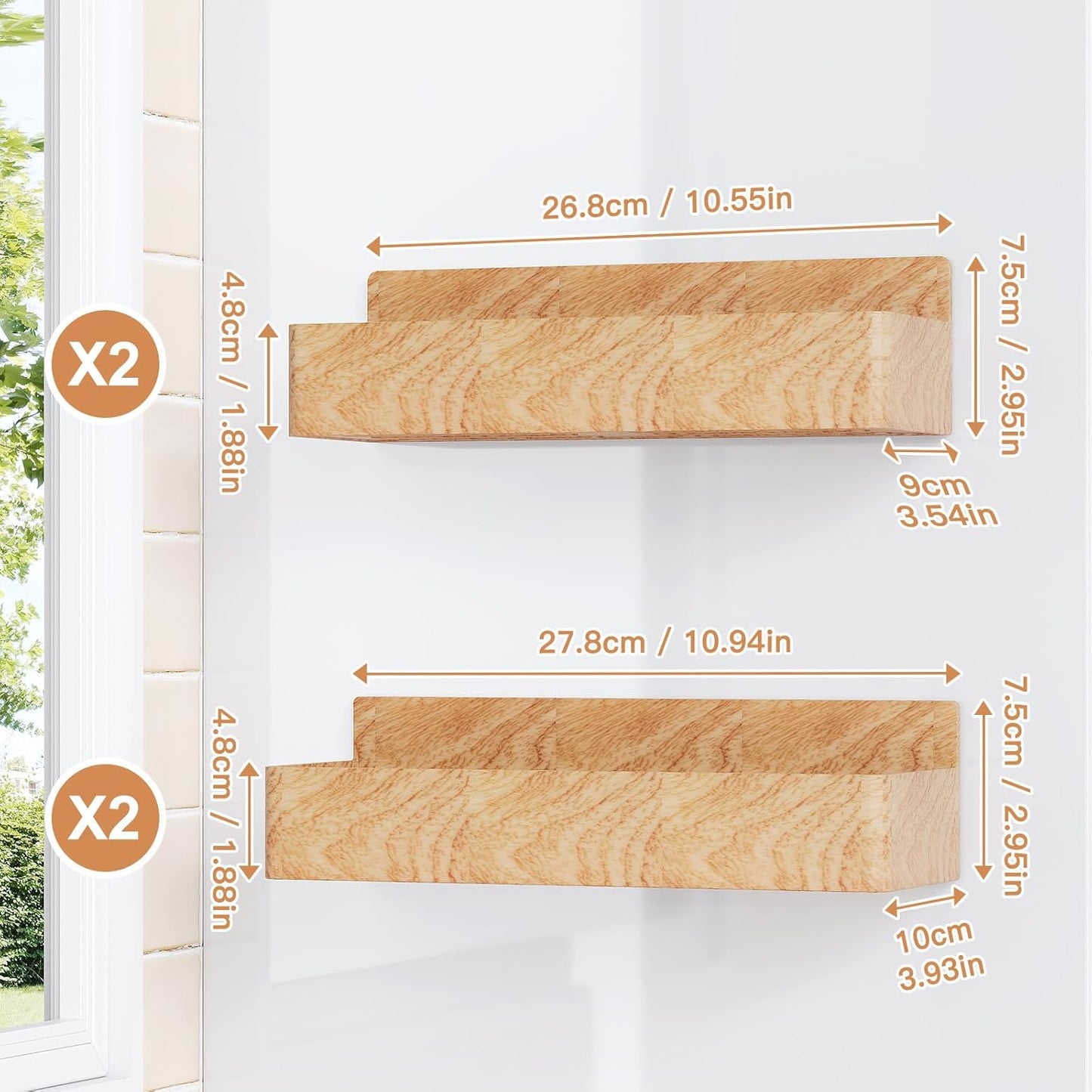 Magnetic Spice Rack for Refrigerator, Kitchen Organizer and Storage Shelf, Woodgrain (4 Pack)…