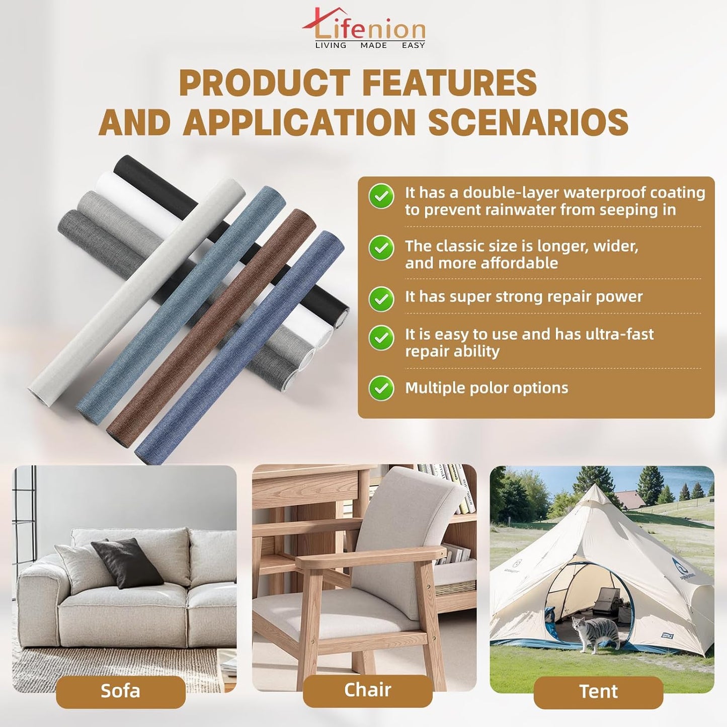 Fabric Repair Patch, Fabric Large Repair Tape, Self-Adhesive Patches for Furniture, Sofa, Car Interior, Shoes, Hand Bag, Clothing (Dark Blue, 3.5X79 Inch)