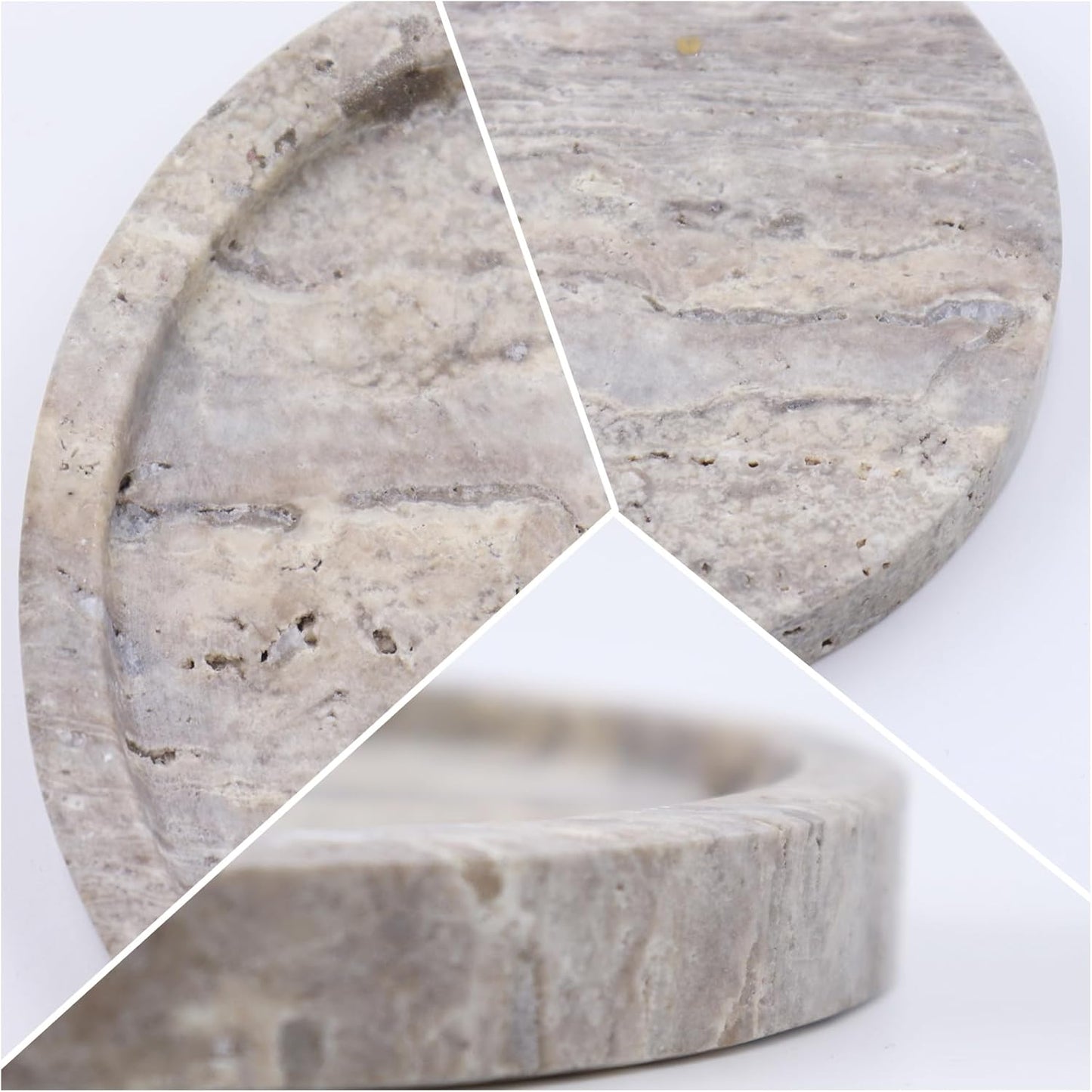 Natural Marble Tray, Oval Vanity Decorative Tray for Bathroom Counter, Countertop Stone Organizer, Catchall Tray for Kitchen, Perfume, Candles, Jewelry Dish Decorative Tray