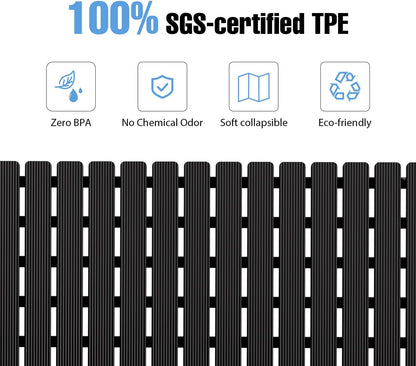 Shower Mat Non-Slip Bath Mat for Tub Floor & Stall with 200+ Suction Cups & Drain Holes, Quick Dry Machine Washable Bathtub Mat, Safe for Elderly& Baby, Bathroom Essentials 24x24 Inch (Black)