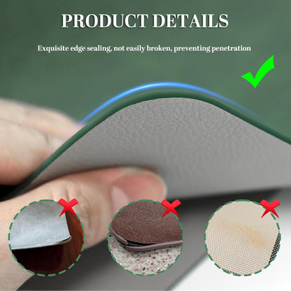 BLESWIN Faux Leather Placemats, PU Dining Table, Waterproof and Oil Resistant Easy to Clean, Heat Resistant Reversible Use Table Mats for Kitchen, Dining Table, Outdoor – 12 × 17 Inch, Forest&Grey