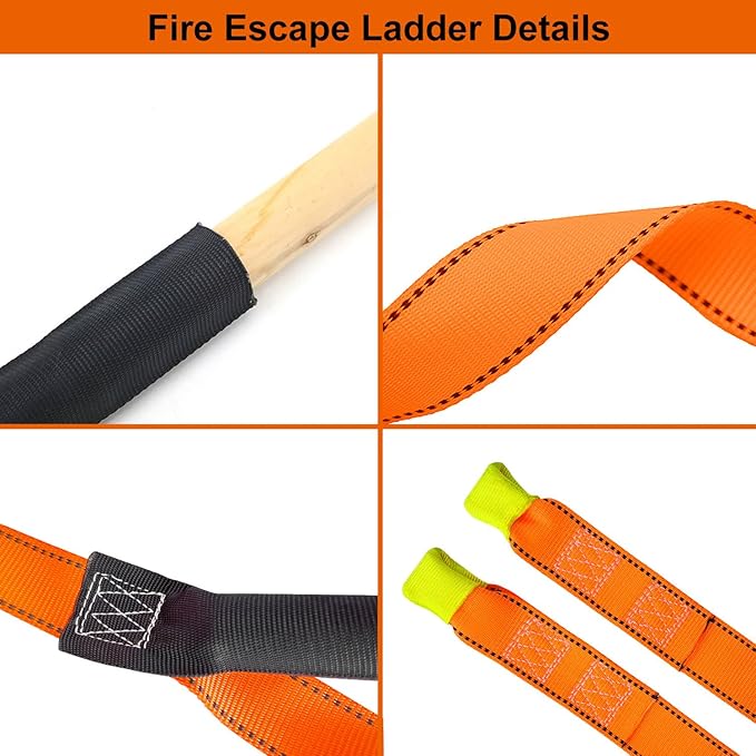 Fire Escape Ladder, 32.8 Feet Emergency Fire Ladder, 3-5 Story Homes Reusable Safety Rope Ladder for Kids and Adults