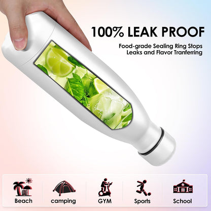 25oz Cola-Bottle Shaped Stainless Steel Leak-proof Water Bottle,Double Wall Vacuum Insulated Metal,Travel Mug For Sports Indoors & Outdoors,BPA-Free School Kids Flasks,White(4 Pack)