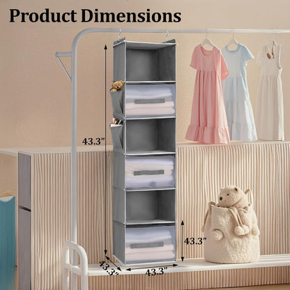 6-Tier Hanging Closet Organizer with 3 Drawers and Side Pockets – Multi-Functional Storage for Shoes, Belts, Purses, and Clothing