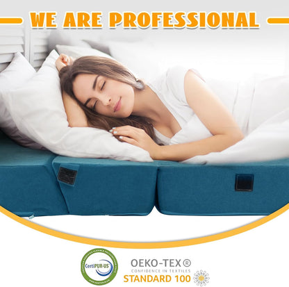 jela Foldable Sofa Bed, Convertible Sleeper Lounge Chair Floor Mattress Floor Couch with Backrest, Fold Out Futon with Washable Miss Fabric Cover for Guest Room, Living Room (83"x33",Teal)