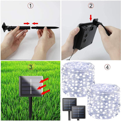 Solar String Lights Outdoor, 2-Pack Each 72FT 200 LED Solar Christmas Twinkle Lights Outside Waterproof Copper Wire with 8 Modes Solar Fairy Lights for Garden Tree Birthday Christmas Decor(Cool White)