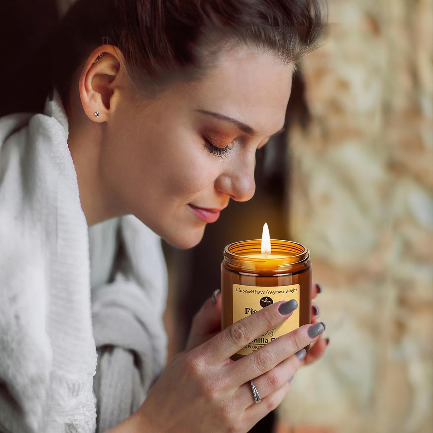 Lavender Scented Candle Set 2 Pack, Candle for Home Scented, Odor Eliminating, Stress Relief, 15oz, 110 Hours Long Lasting Candles, Soy Candle Set for Women