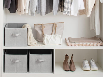 StorageWorks Storage Baskets for Shelves, Foldable Fabric Closet Storage Bins with Handles, Fabric Storage Bins Clothes Organizer, Light Grey, 3-Pack, Extra Large