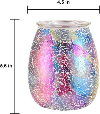 Dicimi Seven Color Mosaic Candle Heater, Glass Wax Melt Heater, Electric Fuel Burner - Incense Wax Cube Melting and Burner - Home Electric Air Freshener Art Present (Seven Color Tempered)