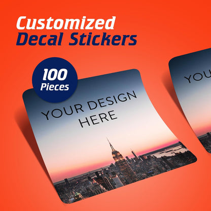 100 Custom Vinyl Stickers - Upload Your own Image, Text, Design, Logo - Personalized Logo Labels for Handmade, Packaging, Bottle, Jars, Candle, Brand Stickers (City, 1.5x1.5 Square)